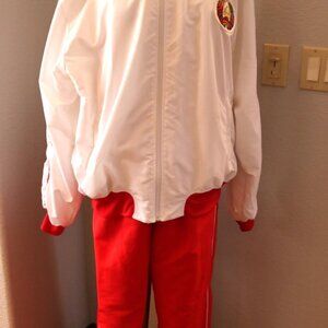 Vintage Olympics Track Suit Mens XXL Jacket Pants White Red